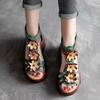 Retro Flower Sandals Women's Roman Open Toe Round Head Hollow Fish Mouth Wedges Shoes Anti-slip Slippers Sandales Femmes