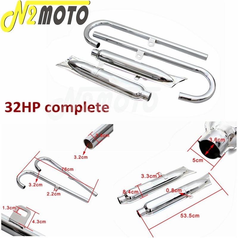 32HP Motorcycle Chrome Exhaust Muffler Tube Case For BMW K750 M1 M72 R71 R12 Dnepr MT12 Retro Modified Muffler System