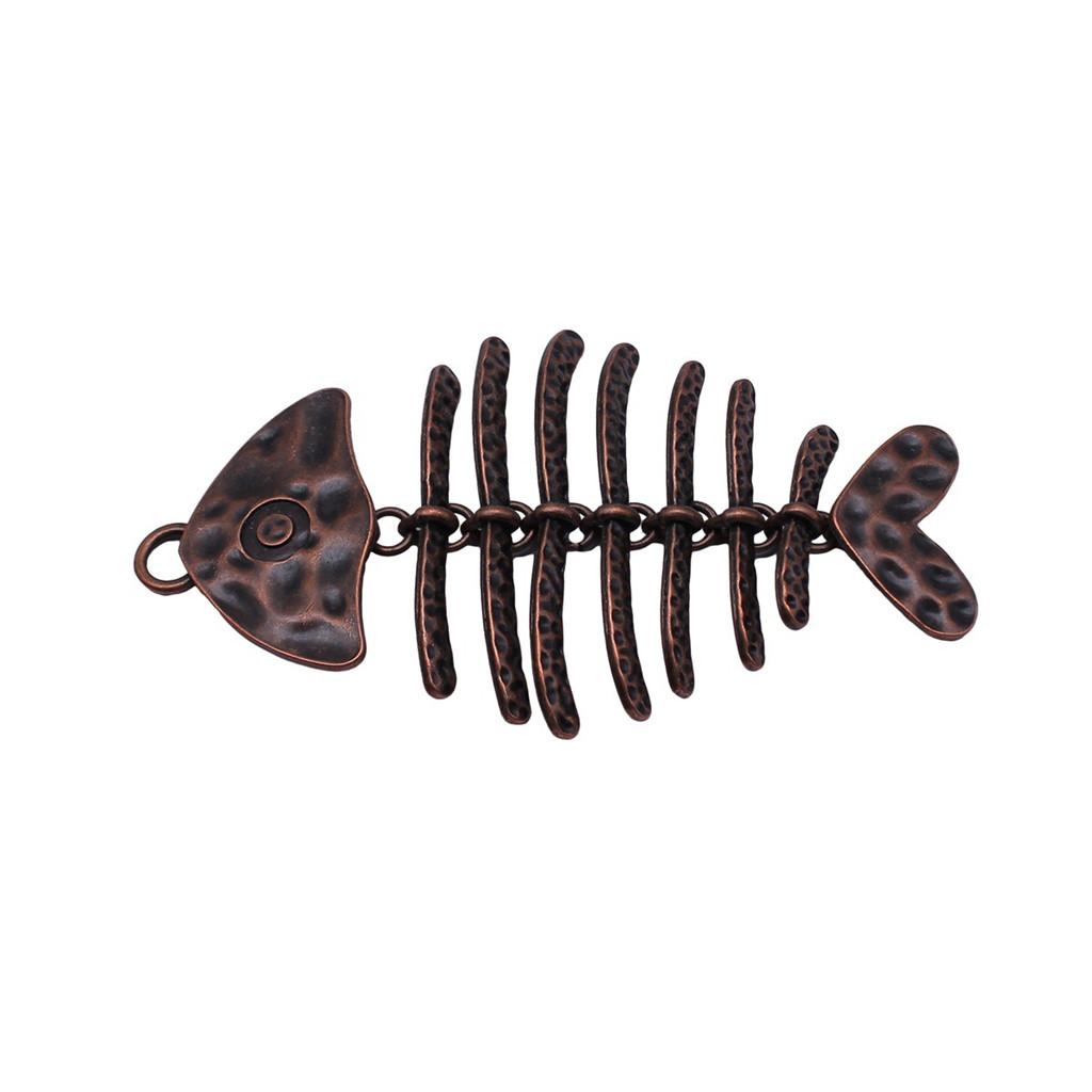 Fish Bone Charms Multi Color Alloy Pendants For Ocean Themed DIY Jewelry Accessories