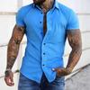 Camicia Casual da Uomo Semplice Estiva a Maniche Corte Colore Unico Giovanile Trendy Sportiva Stile Sottile