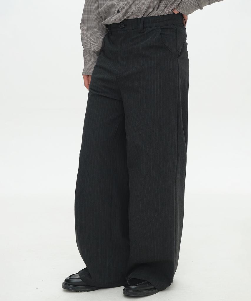 PLACESTUDIOMAN Classic Formal Basic Striped Curved Wide Slacks Pants_2 Colors