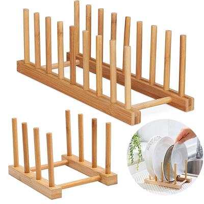 Wooden Kitchen Dish Drain Rack Dinnerware Storage Organizer Tray Plate Cup Drying Shelf Drainer Holders Table Book Display Stand