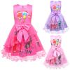 82932 Girls Steal a Brainrot 67 Print Bow Mesh Ruffle Dress