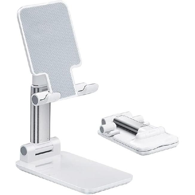 Phone Holder for Desk, MT-6 Cell Phone Stand for Desk Universal Cellphone Stand Holder Foldable & Height Adjustable Compatible Under 8” Device,