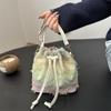 Denim Personality Fashion Design Sense Bucket Bag Women's High Sense Foreign Style Shopping Exquisite Versatile Commuter Messenger Bag