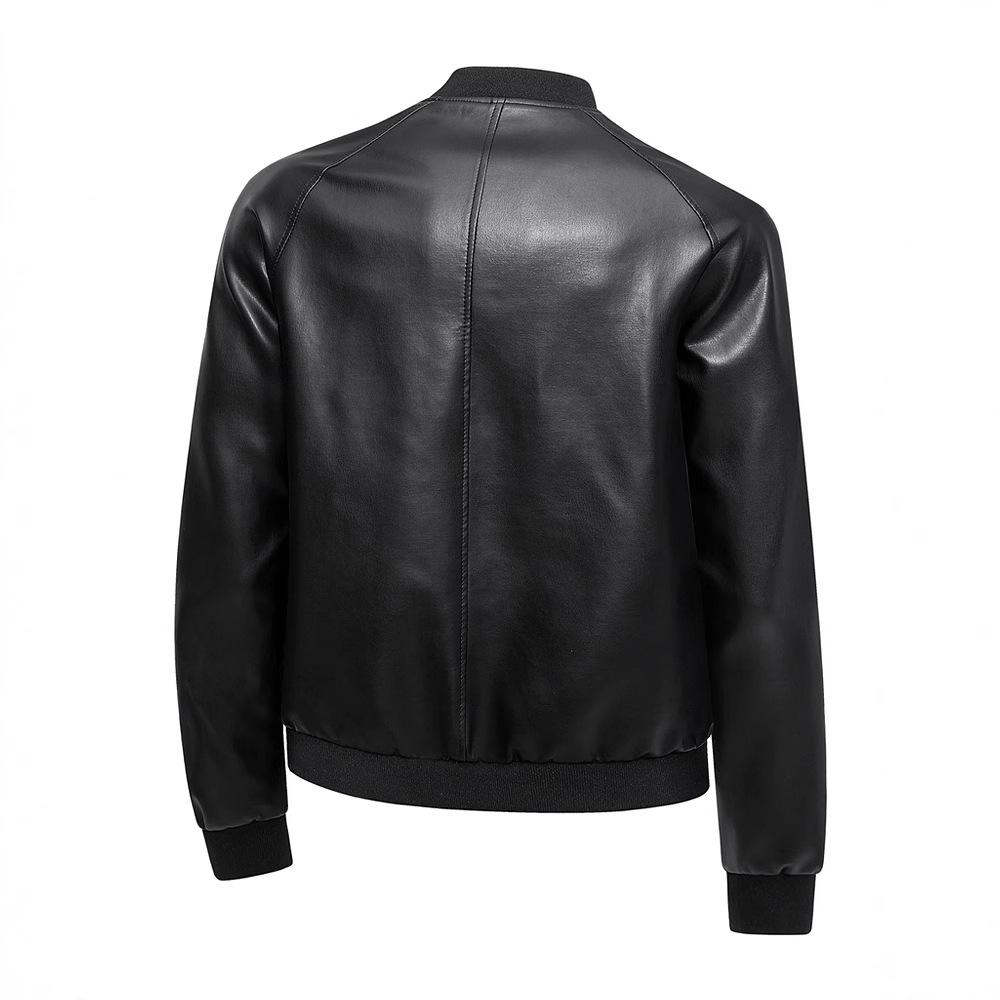 High-end Jacket for Men's Spring New Trendy Handsome Casual Stand-up Collar Jacket for Men's Leather Jacket
