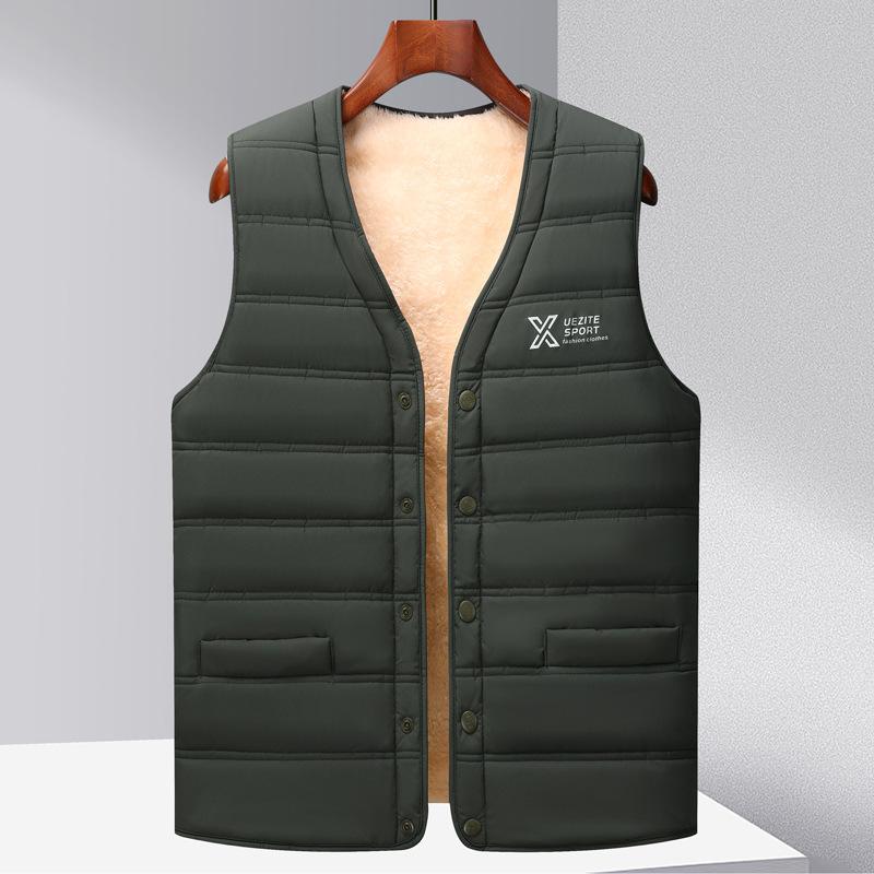 

Флисовый жилет мужской теплый базовый топ V-образный вырез однобортный утолщенный жилет повседневная куртка среднего и молодого возраста конский клип 5XL