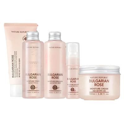 Bulgarische Rose Hautpflege Spezial-Set, Feuchtigkeitsspendend & Vitalisierend 5-teiliges Set, 1 Set