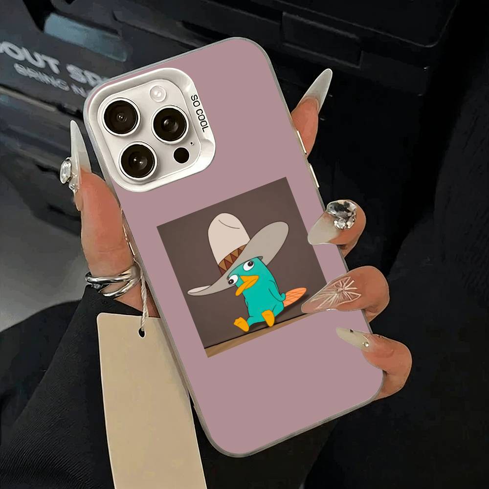 P-Perry The P-Platypus Phone Case For iPhone 17,16,15,14,13,12,11 Plus,Pro Max,XS,white silver phone case