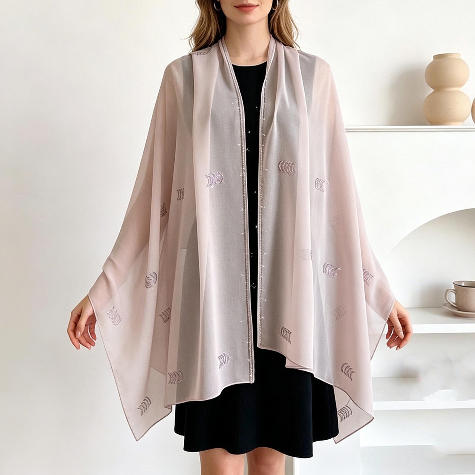 

Women’s Lightweight Sheer Shawl Long Scarf Versatile Shape Wrap with Subtle Pattern for Everyday and Occasion Use One Size
