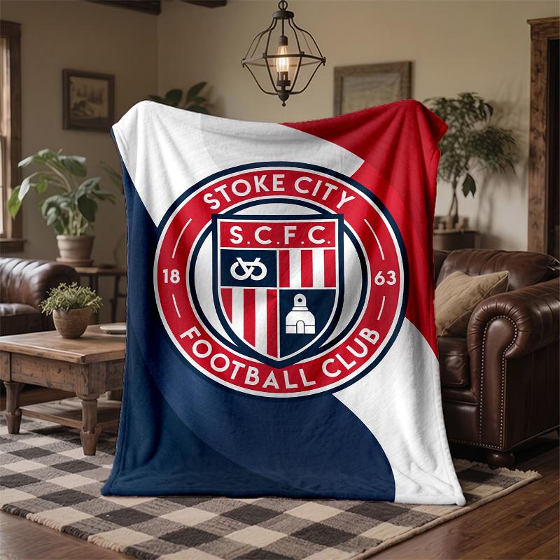 Stoke City Football Print Flannel Blanket Soft Warm Sofa Bed Throw Blanket For Home Office Bedroom