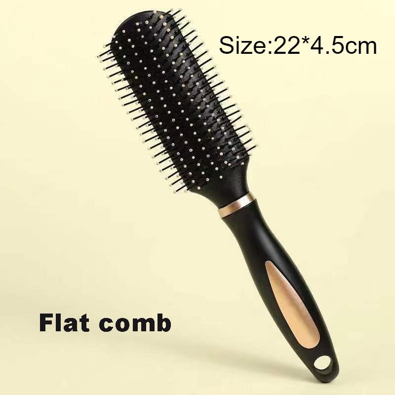 Black and Gold Anti-Static Hair Brush Set with Massage Function for Curly Hair Care