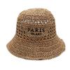 Hollow Crochet Bucket Hat Letter Embroidery Crochet Hat Vintage Fishing Hat  For Women