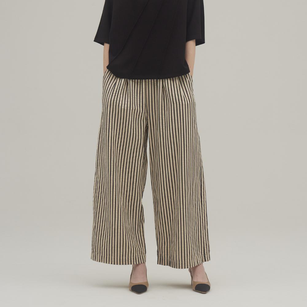 SIINVII Striped Cotton Wide Elastic Pants_Svpt240501
