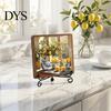 Vintage Lemon Oil Painting Decor Wooden Tabletop Sign, Pastoral Farmhouse Decorative Plaque with Handcrafted Art Iron Stand, Rustic Desktop
