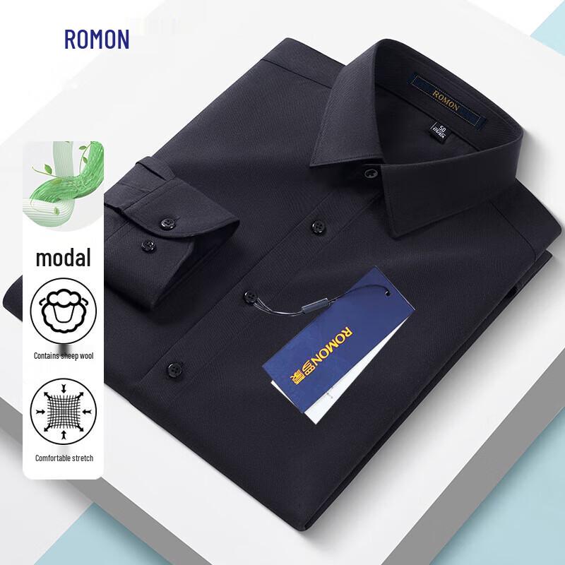 Romon Men s Wool Blend Wrinkle-Free Business Shirt 190