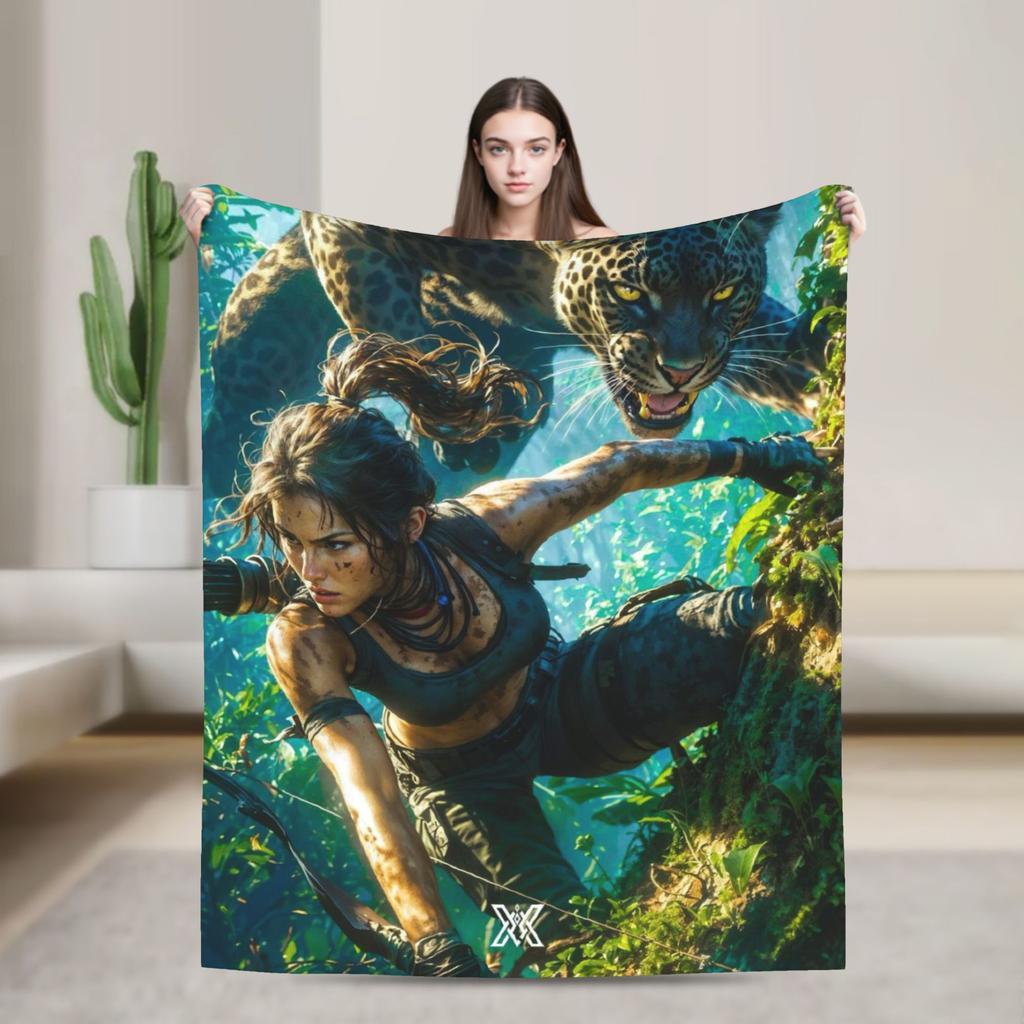 T-Tomb Raiders Plush Blanket Kids Flannel Throw Blanket For Home Decor Soft Custom Quality Bedspread Gift