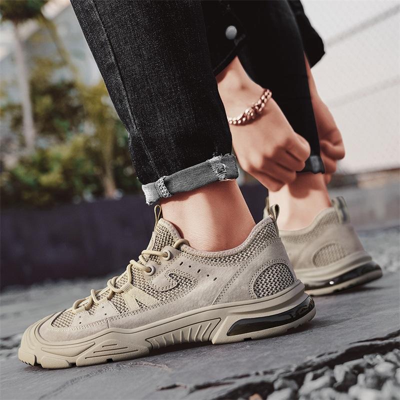 Men's Leather Casual Shoes Outdoor Breathable Sneakers for Men