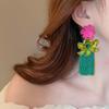 Rhinestone Bohemian Earrings Women Tassel Sweet  Earrings Elegant Flower Drop Earrings  Party