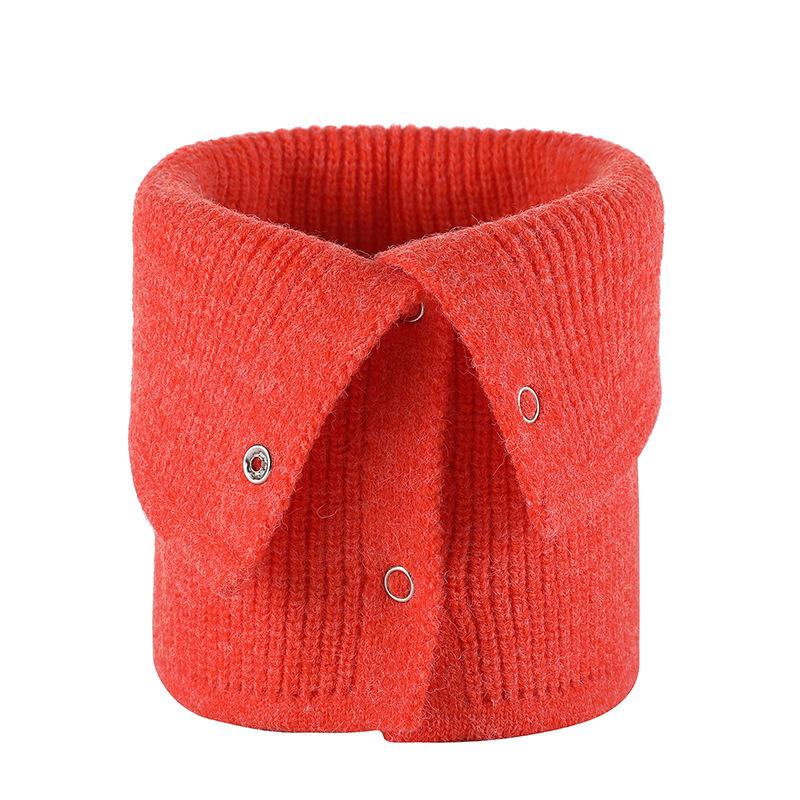 Autumn and Winter New Monochrome Wool Button Scarf Warm Elastic Striped Cuff Scarf Button Casual Neck Cover