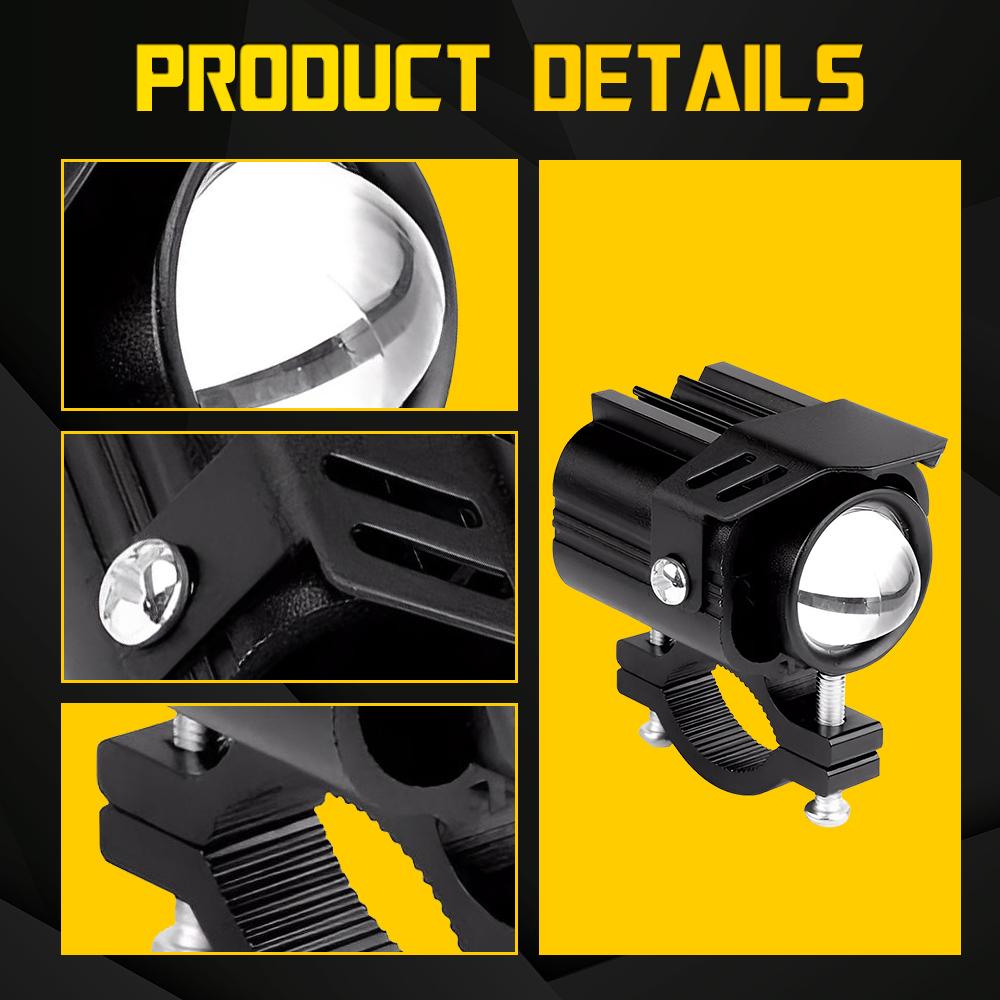 2Pcs Motorcycle Spotlights LED Yellow White Four Mode Strobe 12V Motorcycle Lamp Universal Moto Headlight Spotlights Accessories