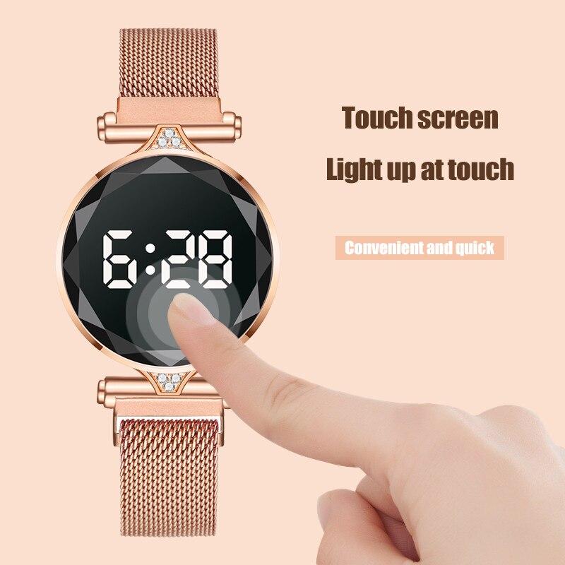 Luxury LED Watch Women Magnetic Bracelet Watches Rose Gold Digital Dress Quartz Women's Watches Ladies Clock Relogio Feminino