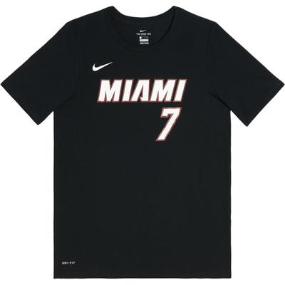 Nike Maglietta NBA Collaborazione Dri-Fit Logo Dragic Goran Confortevole Asciugatura Rapida Manica Corta Top Bambino Nero Rosso 3Z2B311AF-HEAGD