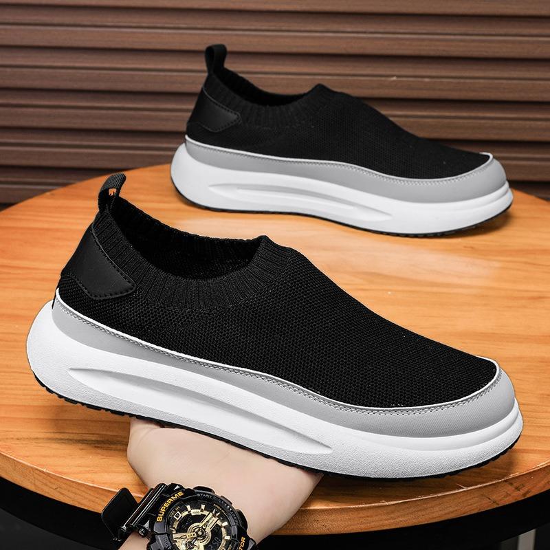 2025 New Men's Shoes Breathable Mesh Canvas Shoes Fashion Elastic Socks Running Shoes Comfortable Sneakers Men's Casual Loafers