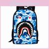 17inch Camouflage Shark Pattern Student Backpack With Breathable Lightweight Oxford Fabric For School Use