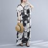 Sommer Damen Übergröße Kleid V-Ausschnitt Bohemian Blumendruck Locker Oversize Maxi Sommerkleid Groß 5104