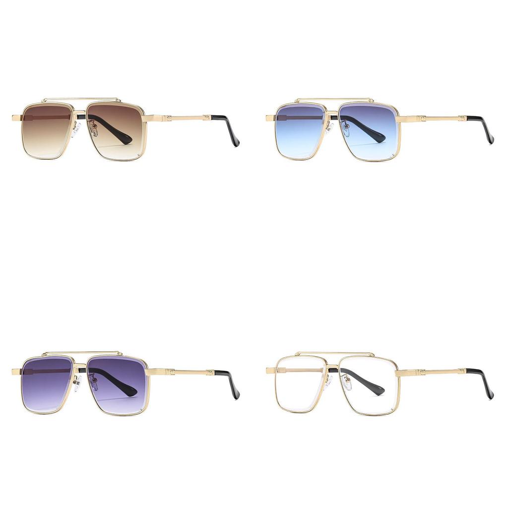 Mens Classic Square Metal Sunglasses With Gray Lenses For Outdoor Activities And Parties
