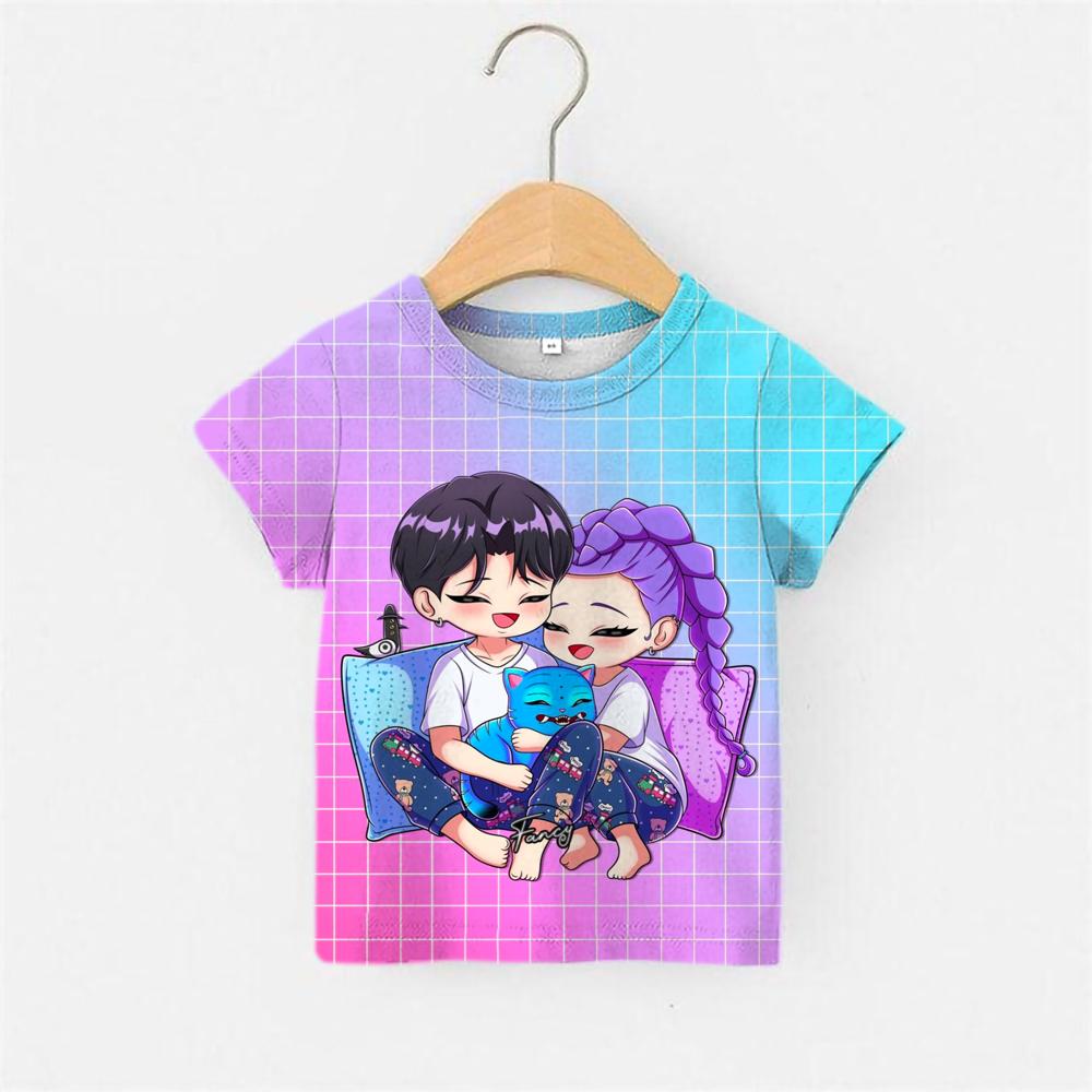 Huntrix Kpop Lovci démonů 3D potisk Dětské tričko Chlapci Dívky Dárek pro fanoušky Letní móda Dětský top