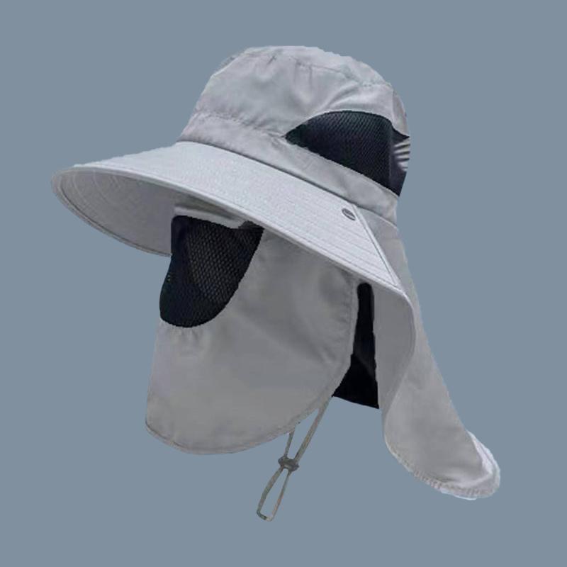 Sun Protection Bucket Hat Neck Protector One-Piece Fishing Hiking Hat Outdoor Breathable Bucket Hat Windproof Large-Brimme