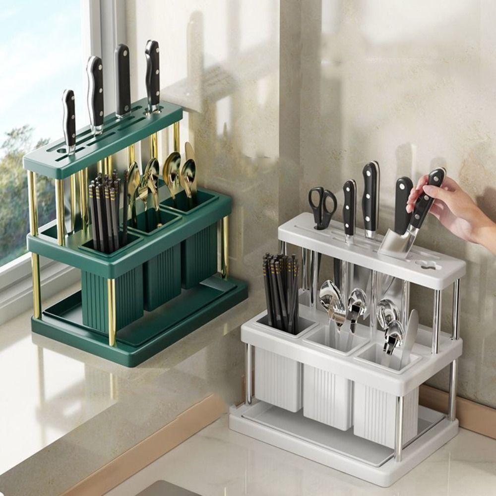 Space Saving Kitchen Cutlery Holder Chopstick Storage Rack  Countertop