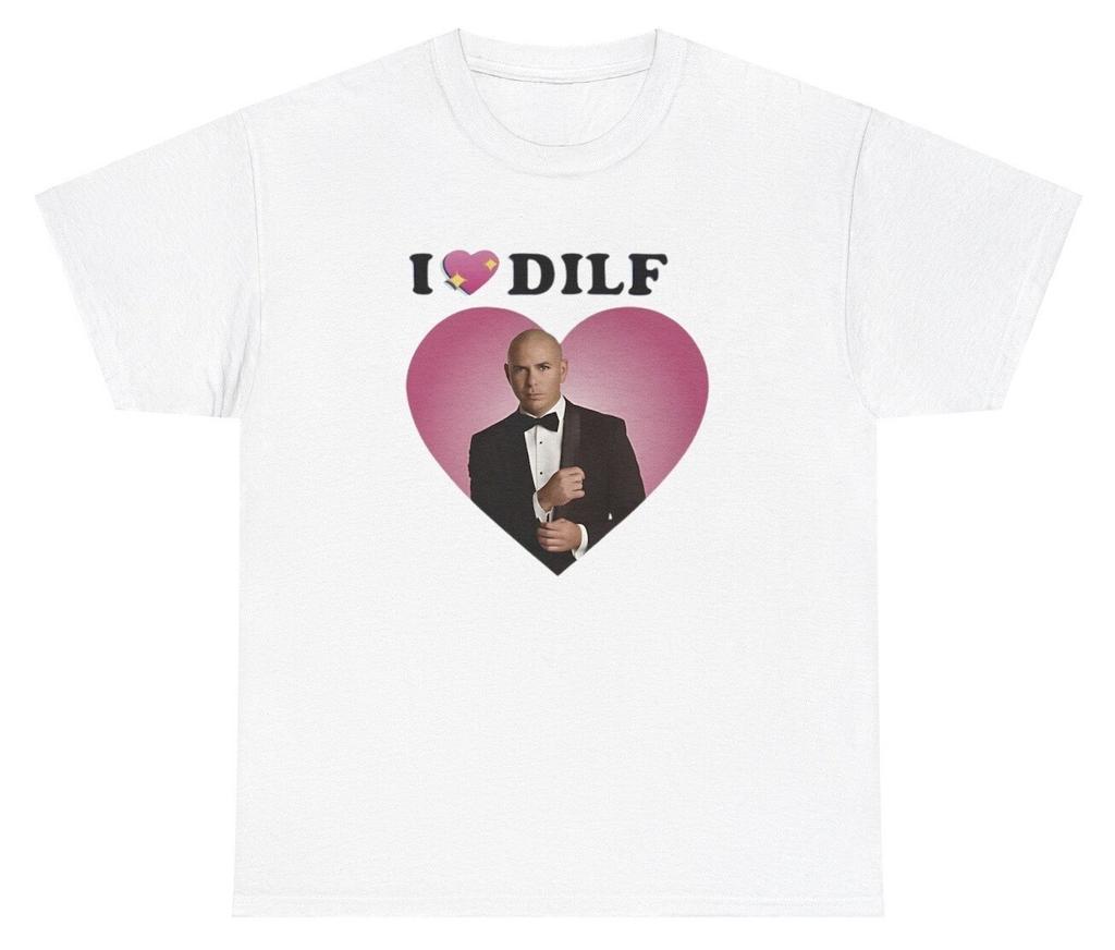 T-shirt I Love / Cuore DILF Divertente Parodia Pop Star Stupido Dank Meme Maglietta Y2K