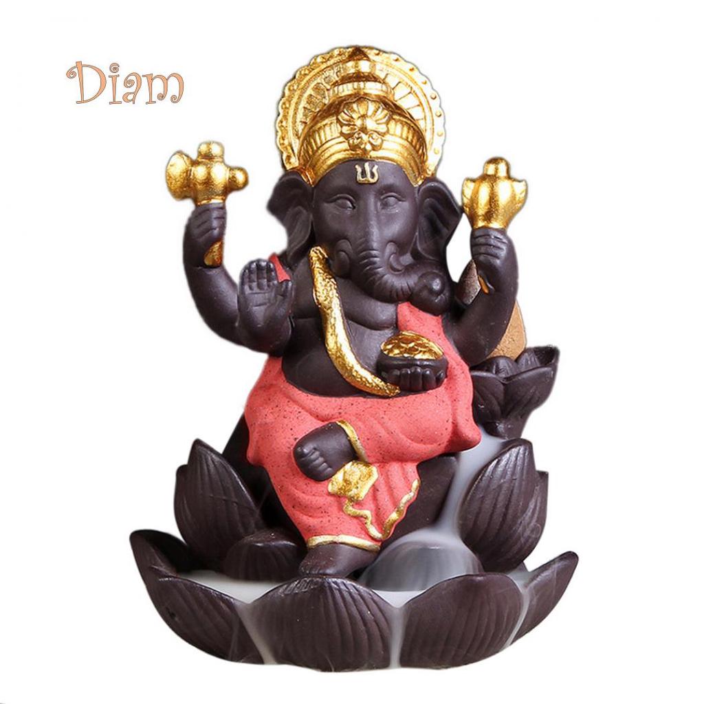 CO&LO Lord Ganesha India Elephant God Backflow Incense Burner Censer Holder Gift Decor