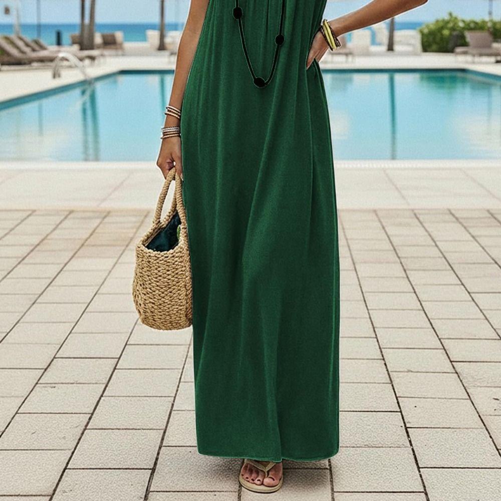 Comfortable Women's Crepe Maxi Dress Summer Long Dress for Beach Vacation