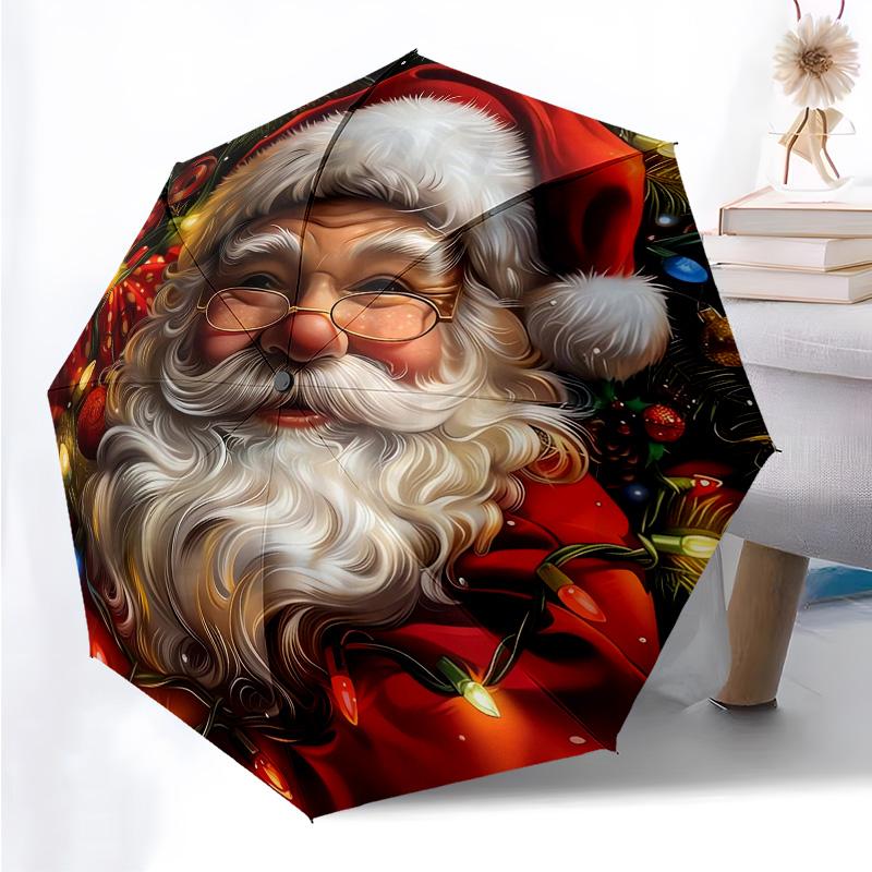 Christmas Pattern Folding Umbrella Fashion Auto-Open 8 Iron Ribs Plastic Handle Foldable Sunshade Perfect Christmas Gifts