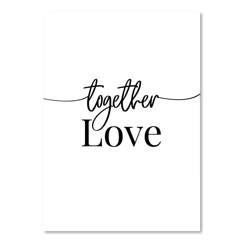 Black White Life Quote Canvas Painting Scandinavian Style Love Poster and Print Nordic Wall Pictures for Living Room Home Decor