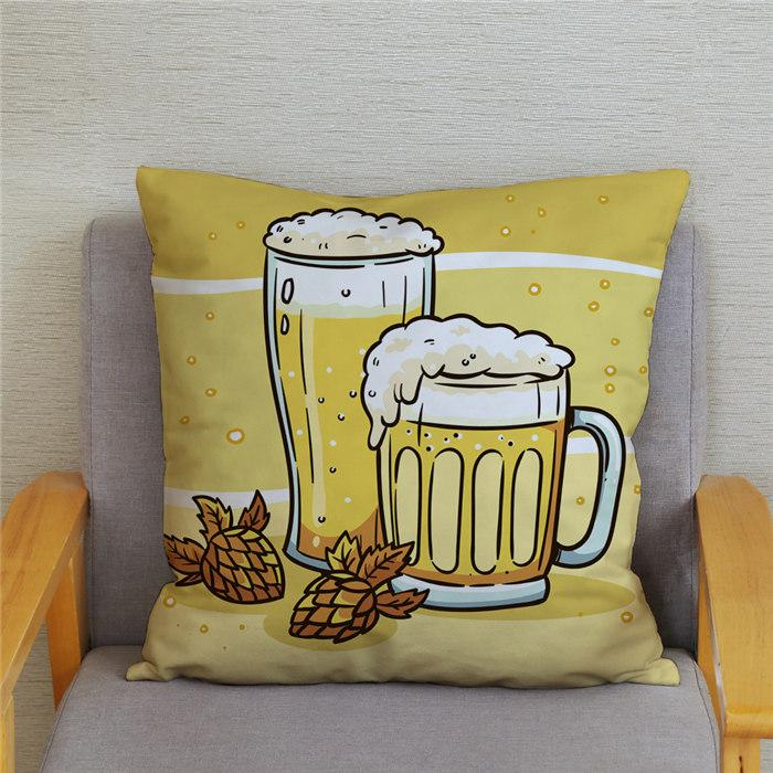 Vintage Beer Cushion Cover Peach Skin Pillowcase Fashion Home Decor Pillowcase Pillowcase