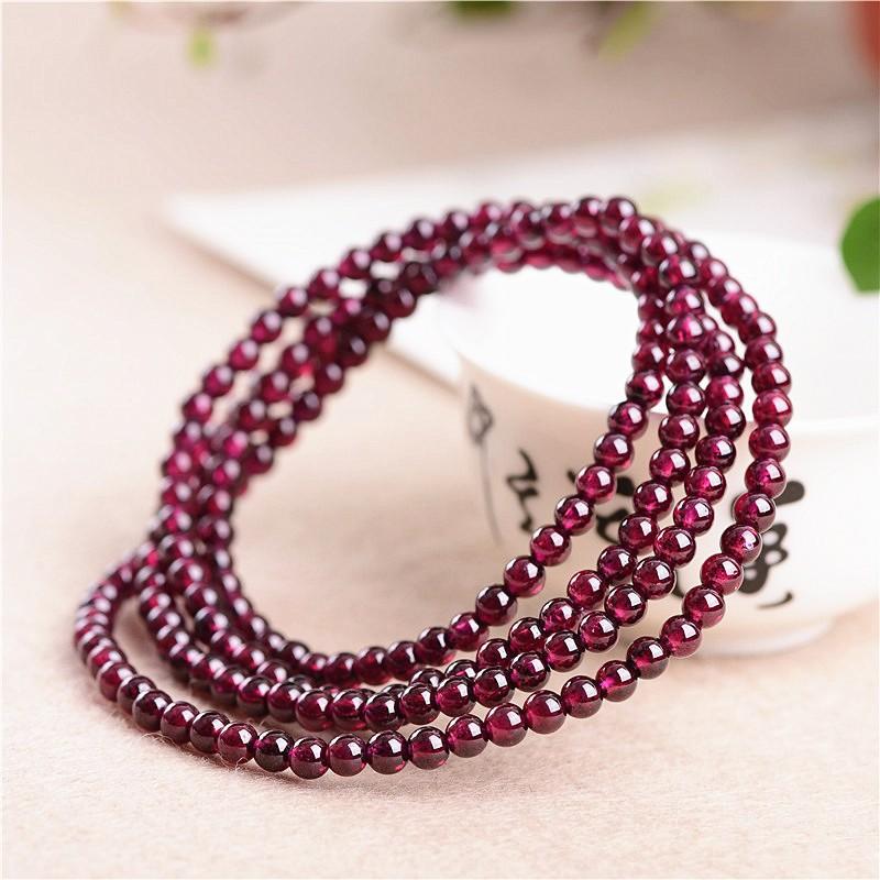 Natural Garnet Multi-Layer Bracelet Women Men Minimalist Geometric Style Handcrafted Polished Stone Jewelry