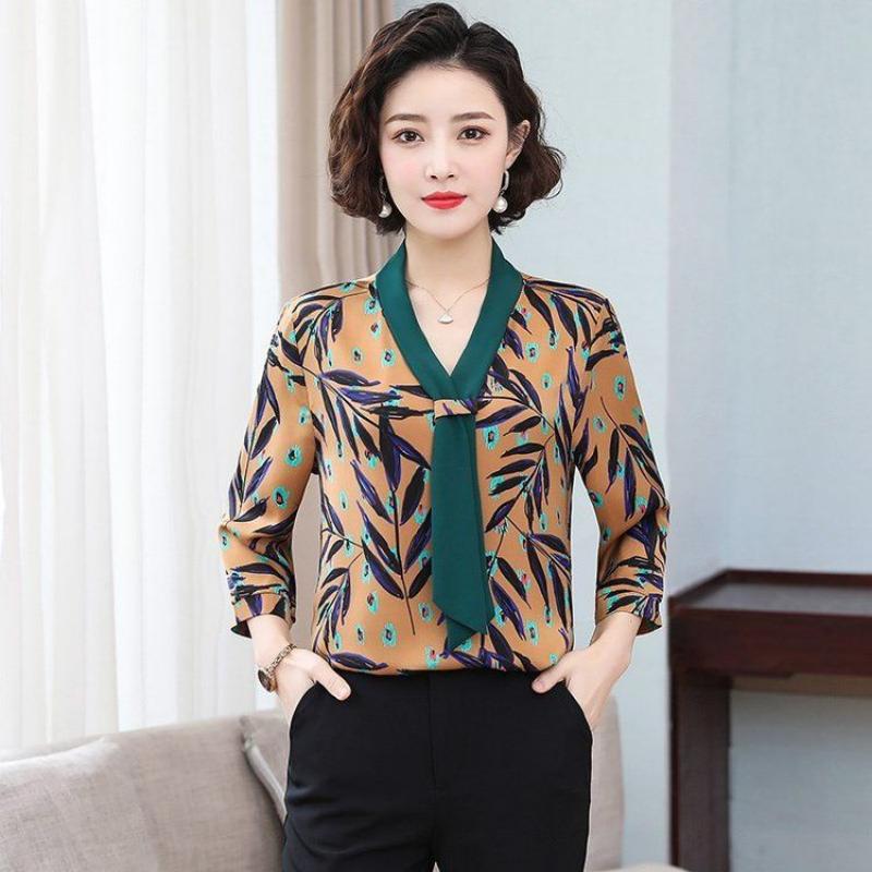 Prémiová šifonová košile Dámská Maminka Středního věku a Starší Maminka Letní Temperament Spodní košile Top Košile