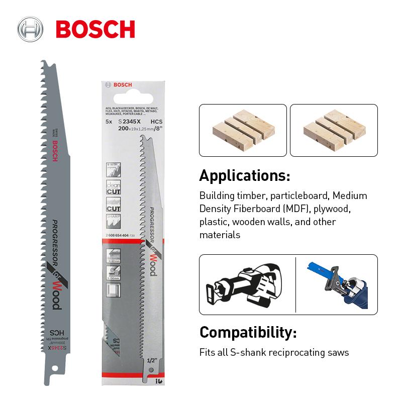 Bosch Saw Blades Reciprocating Saw Blade for Wood S2345X (5-Piece Set) 200mm