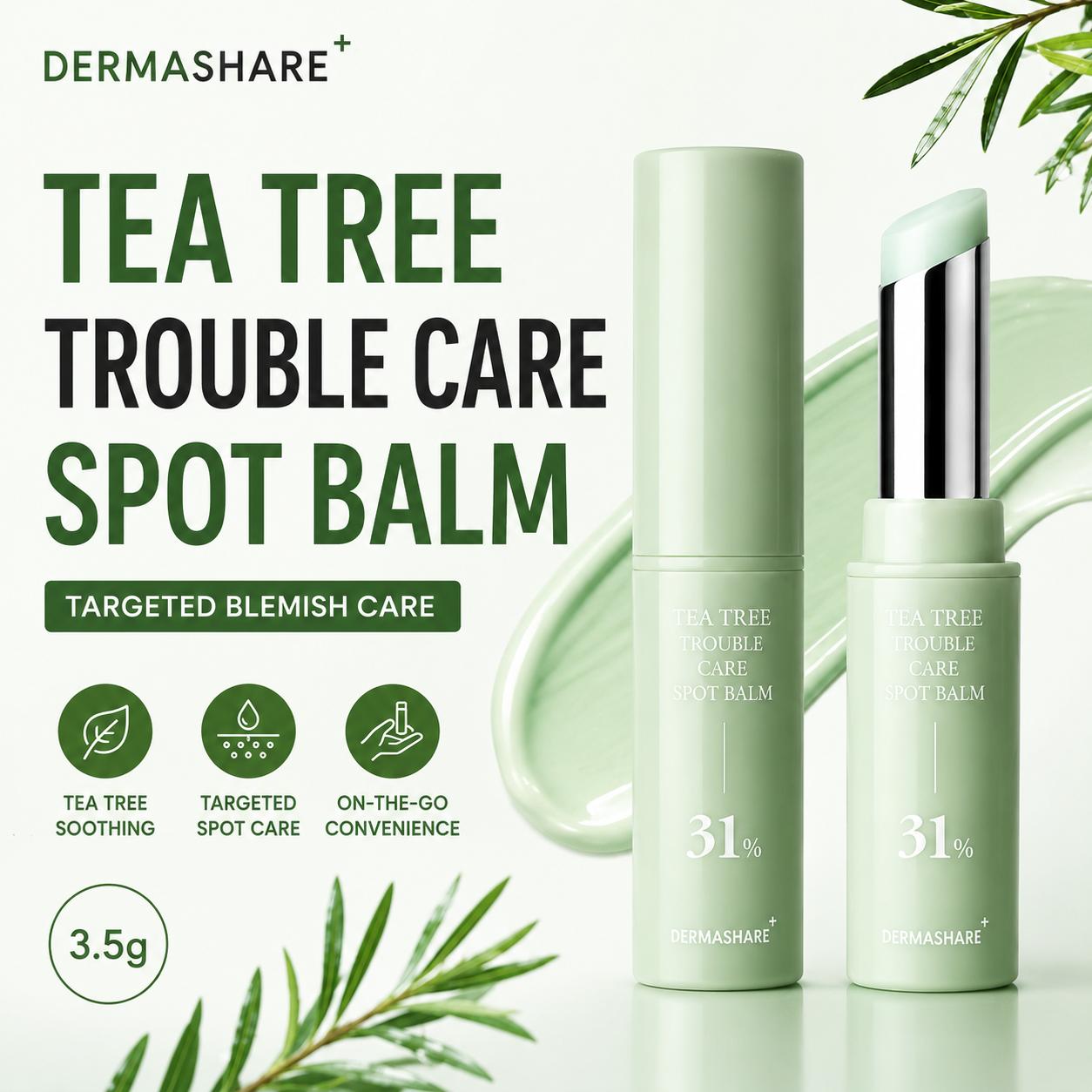Derma Share Чайное дерево точечный бальзам для проблемной кожи 3,5 г – Целевой уход за высыпаниями 3.5g x 1EA