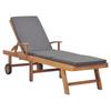 Day and Night - Day and Night Lounger with Cushion Solid Dark Gray Teak Wood