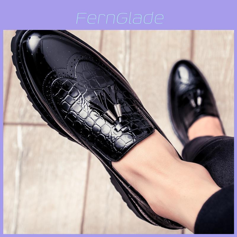 Elegant Men Brogue Tassels Casual Platform Formal Pumps Pointy Toe Shoes Slip On Loafers