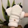 Cute Panda Flip Half Finger Gloves Imitation Rabbit Hair Warm Gloves Warm Mittens