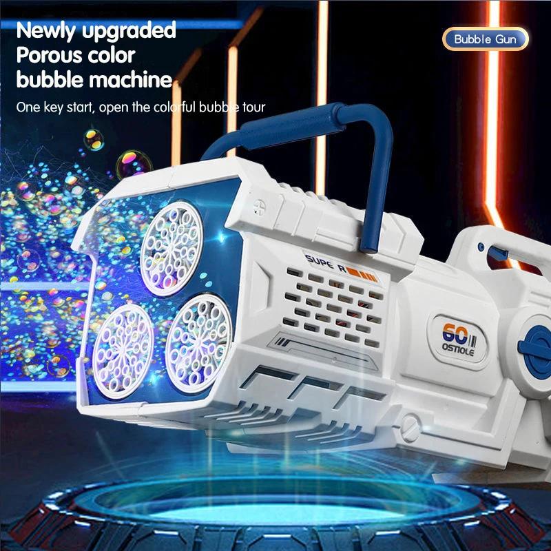 60 Holes Handheld Bubble Gun Electric Automatic Soap Blowing Machine With Led Light Outdoor Wedding Party Game Kids Toys Gifts