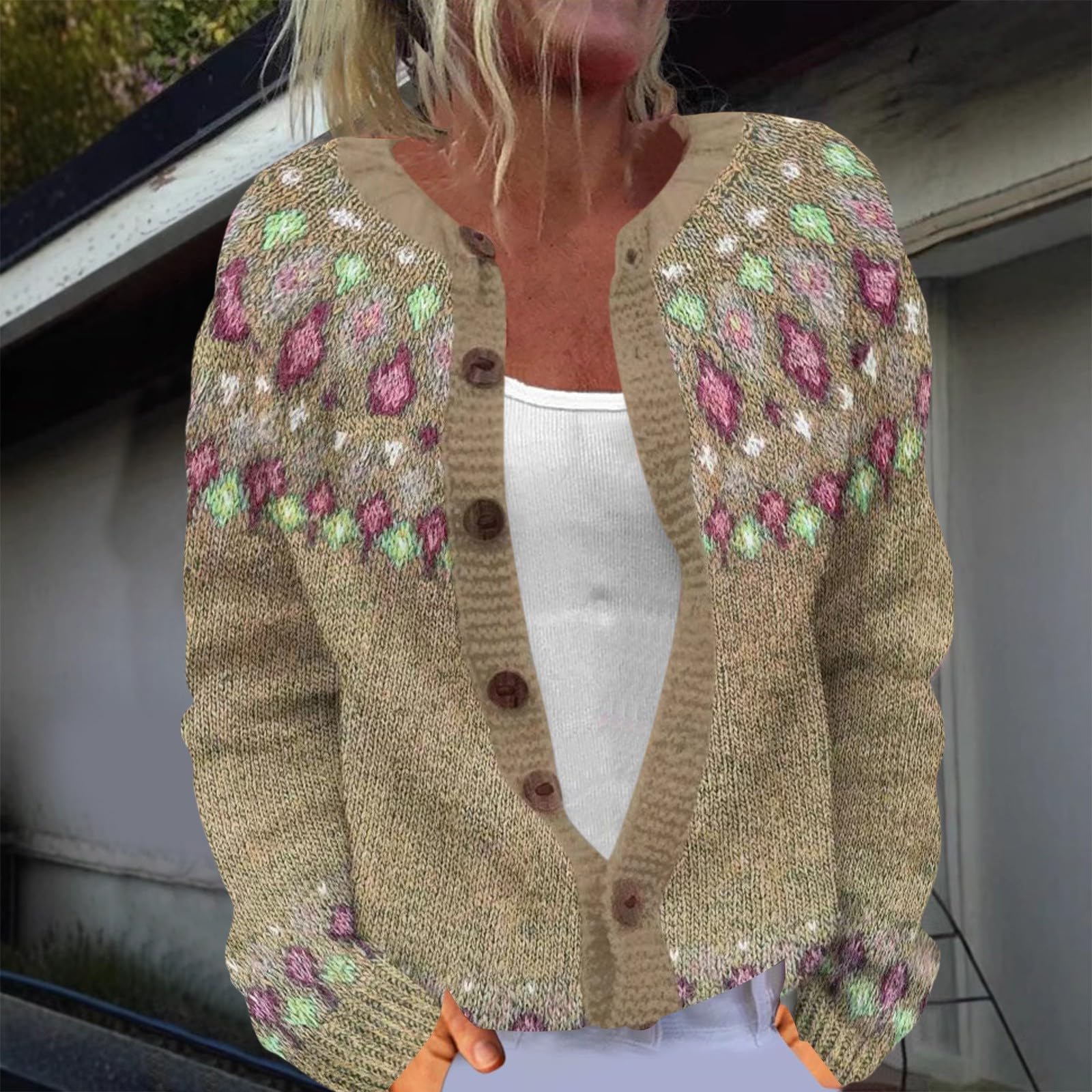 

Справедливые свитера для женщин, с вырезом, свободного кроя, на пуговицах, объемный свитер, кардиган с открытой передней частью, повседневная осенняя вязаная куртка S