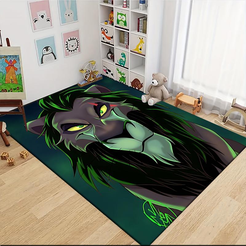 Green Mane Lion Carpet Rug Soft Washable Antislip Home Living Room Sofa Mats Personalized Christmas Rug